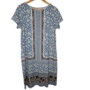 J Jill Womens Wearever Floral Mix Print Shift Dress Size Medium